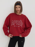Red Embroidered Apres Slogan Oversized Sweatshirt