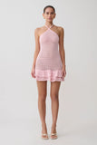 Carrisa Crochet Knit Mini Dress Baby Pink