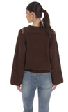 Knit Quarter Zip Jumper in Brown