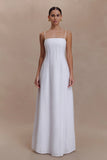 Sofie Pintuck Linen Maxi Dress White