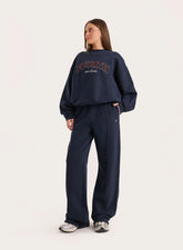 Navy 4th Wide Leg Branded Joggers