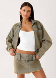 Roman Low Rise Denim Mini Skort Vintage Tan Wash