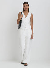 White Linen Tailored Trousers