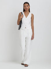 White Linen Tailored Trousers