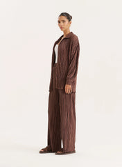 Chocolate Plisse Trouser