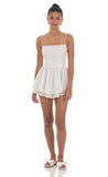 Shimmer Dotted Double Ruffle Romper in White