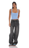 Scoop Neck Open Back Top in Sky Blue