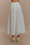 Arla Broderie Midi Skirt White