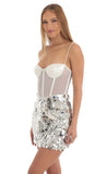 Sequin Corset Dress in White
