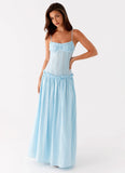 Jacinda Drop Waist Maxi Dress Blue