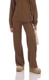 Knit Straight Pants in Brown