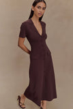 Pearson Short Sleeve Knit Midi Dress Chocolate