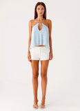 Delong Low Rise Linen Shorts White
