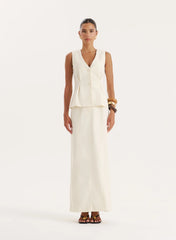 Cream Tailored Cinched Waistcoat