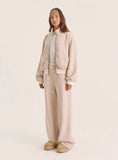 Oatmeal Contrast Waist Band Wide Leg Joggers