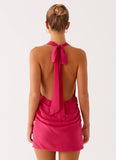 Eleanora Plunge Mini Dress Pink