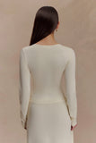Miraby Front Ruched Knit Long Sleeve Top Ivory