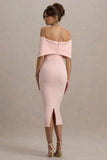 Bayshore Pink Bow Bardot Midi Dress