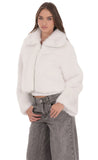 Faux Fur Cropped Jacket in White