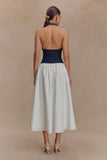 Ashwin Denim Cotton Midi Dress Indigo Blue