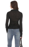 Sheer Mesh Button Up Top in Black