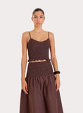 Chocolate Shirred Crop Top
