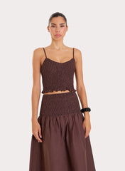 Chocolate Shirred Crop Top