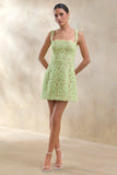 Orelisse Green Lace Square Neck Mini Dress