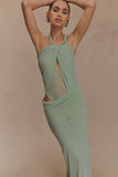 Edwina Knotted Mesh Maxi Dress Sage