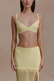 Coleene Pointelle Knit Top Lemon