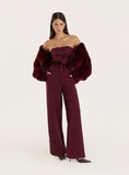 Burgundy Tailored Wide Leg Trousers