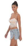 Two Toned Lace Top in White