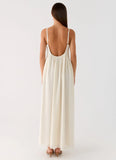 Whisperlight Chiffon Scooped Neck Maxi Dress White