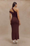 Anastasia One Shoulder Modal Midi Dress Mahogany