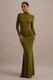 Reid Green Long Sleeve Gathered Maxi Dress
