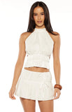 Peyton White Ruched Mini Skirt