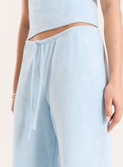 Light Blue Towelling Straight Leg Trousers