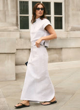 Light Grey Cotton Maxi Sweat Skirt
