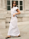 Light Grey Cotton Maxi Sweat Skirt