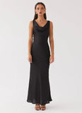 Be Mine Satin Maxi Dress Black