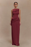 Henley Slinky Drape Maxi Dress Wine