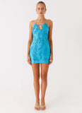 Bebe Beaded Mini Dress Royal Blue