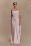 Carah Satin And Chiffon Maxi Dress Pale Pink