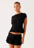 Landon Button Up Top Black