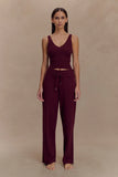 Natalya Ribbed Knit Cami Top Merlot