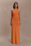 Elma Halter Knit Maxi Dress Orange