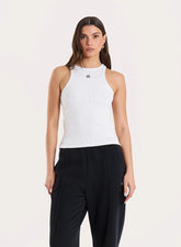 White 4th Branded Racer Vest Top
