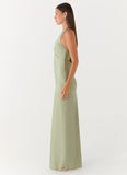 Heavy Hearted Satin Maxi Dress Sage