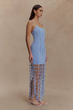 Tove Hand Knit Flower Mini Dress Blue