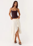 Abeda Asymmetrical Midi Skirt Ivory